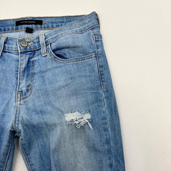 Flying Monkey Women’s Mid Rise Skinny Jeans Distressed Size 25 Waist - Picture 3 of 10
